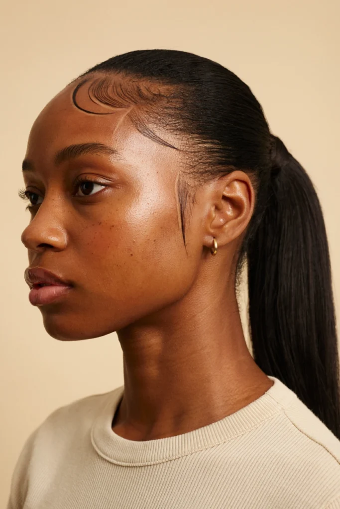 High Ponytail with Shaved Side Patterns