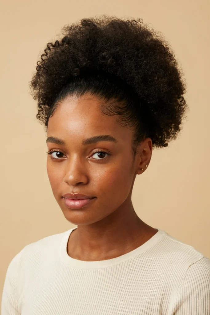 High Puff Ponytail with Shaved Temples