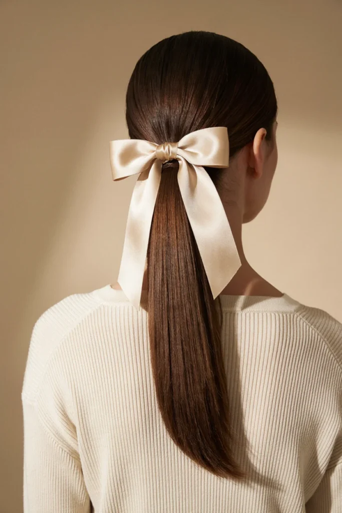 Large Ribbon Bow Ponytail