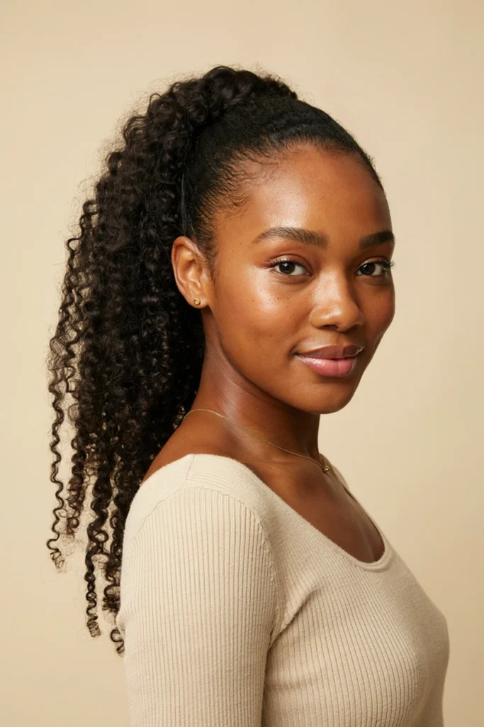 Long Kinky Ponytail with Tapered Sides