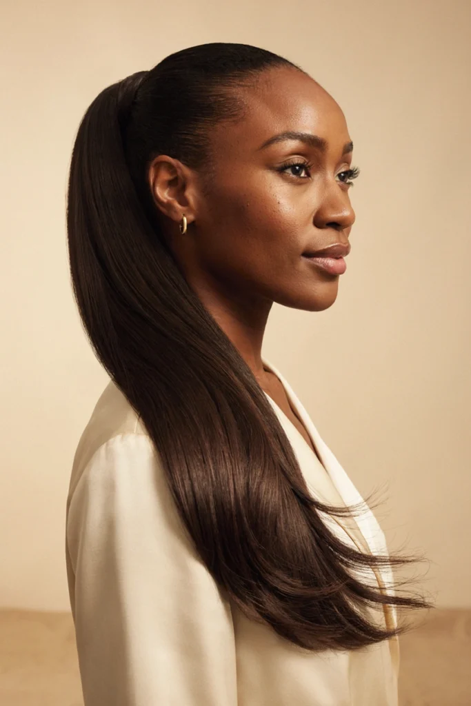 Long Weave Ponytail with Shaved Sides