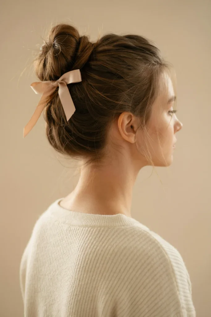 Messy Bun With a Bow