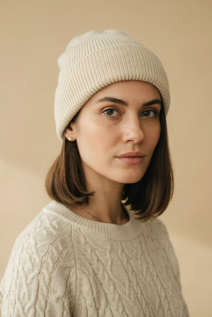 Short Bob With a Cuffed Beanie