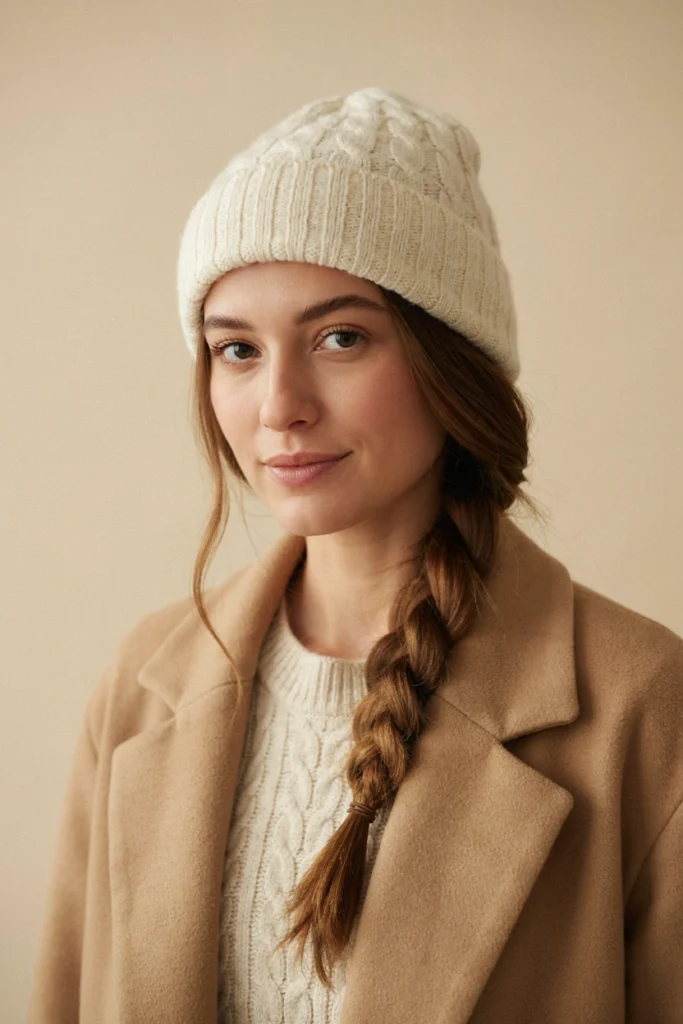 Side Braid With a Cozy Beanie