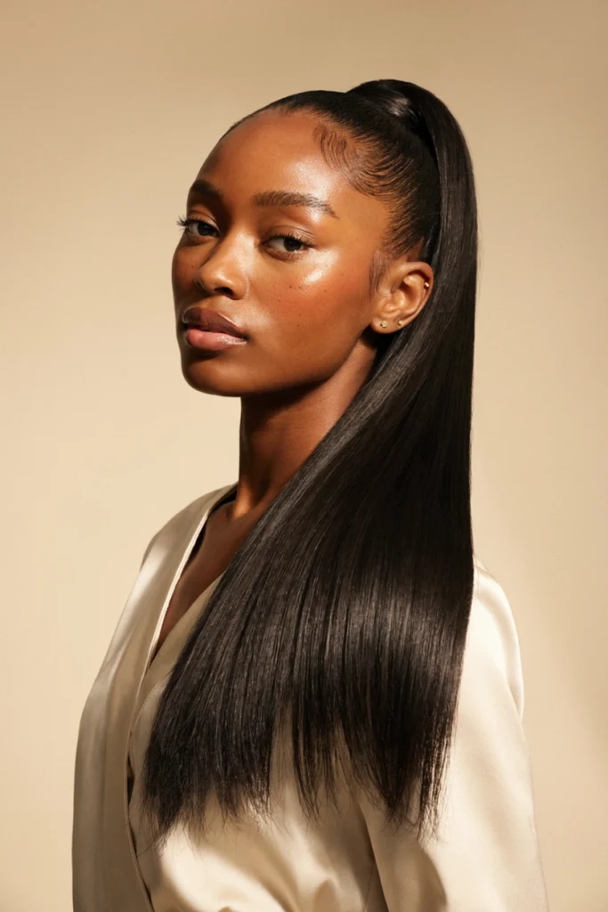 Sleek High Ponytail with Shaved Sides