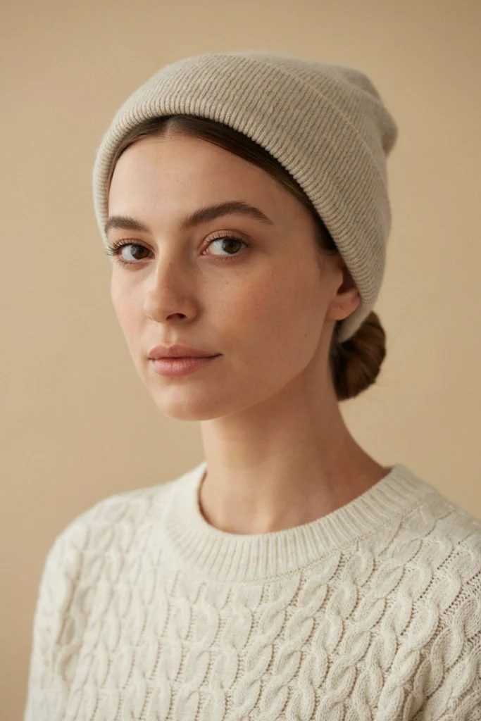 Sleek Low Bun With a Beanie