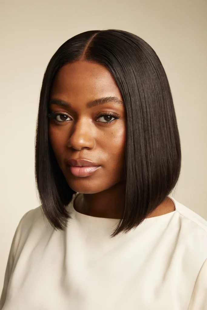 Sleek Middle Part Bob