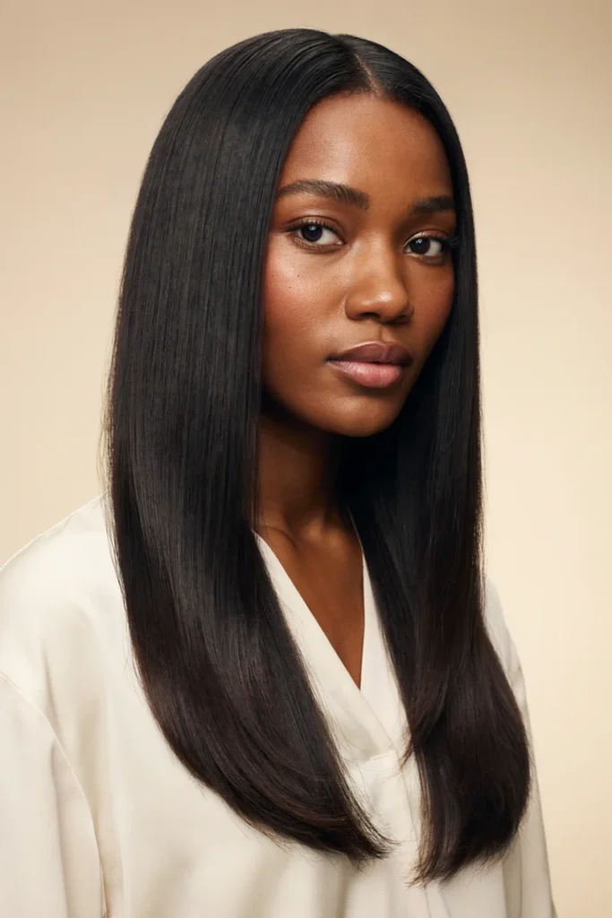 Sleek Middle-Part Straight Hair