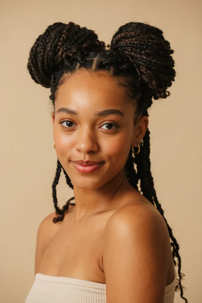 Space Buns with Thin Locs