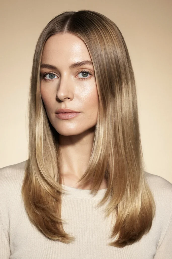 Straight Hair with Middle-Part Layers