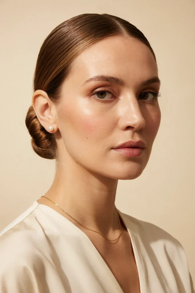 Straight Hair with a Polished Bun