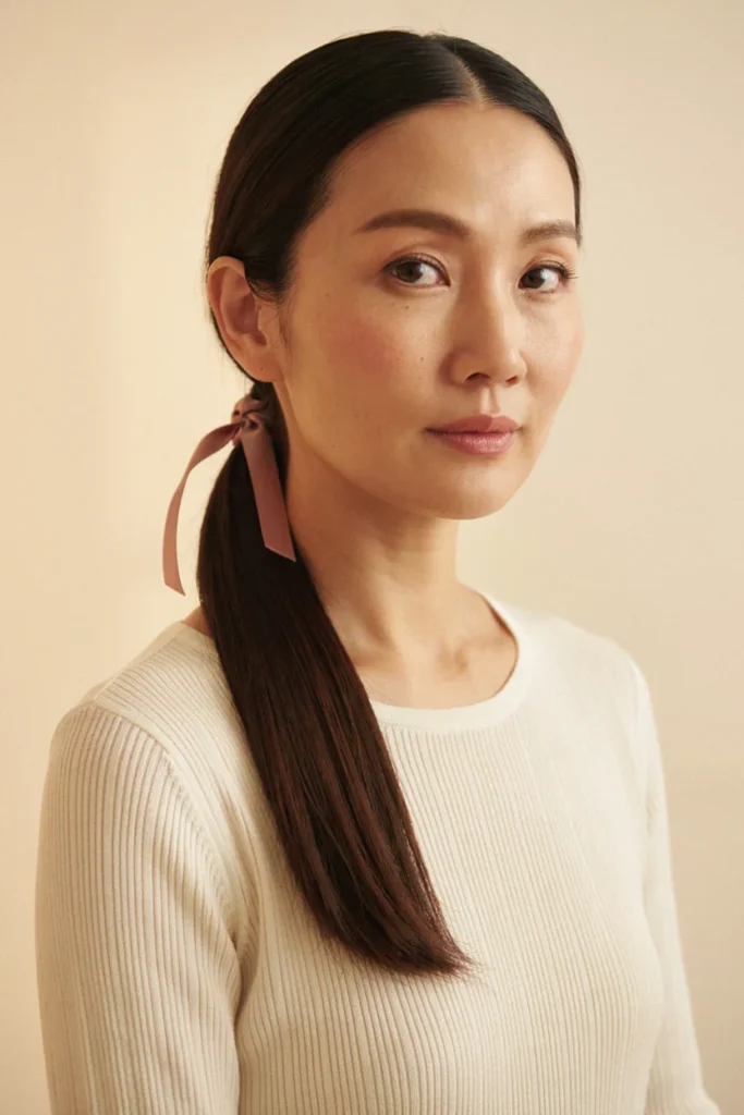 Straight Hair with a Ribbon or Bow