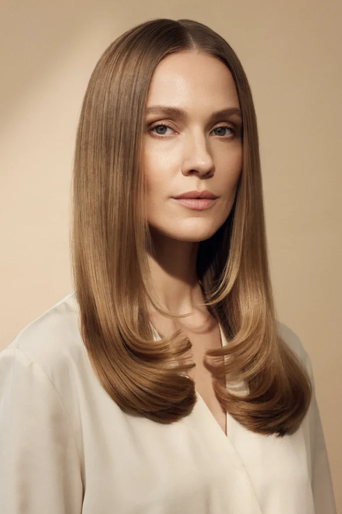 Straight Hair with Voluminous Ends