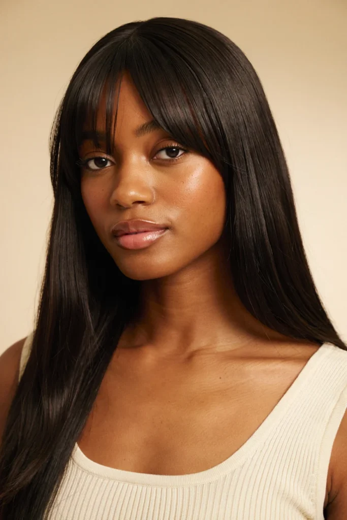 Straight Hair with Curtain Bangs
