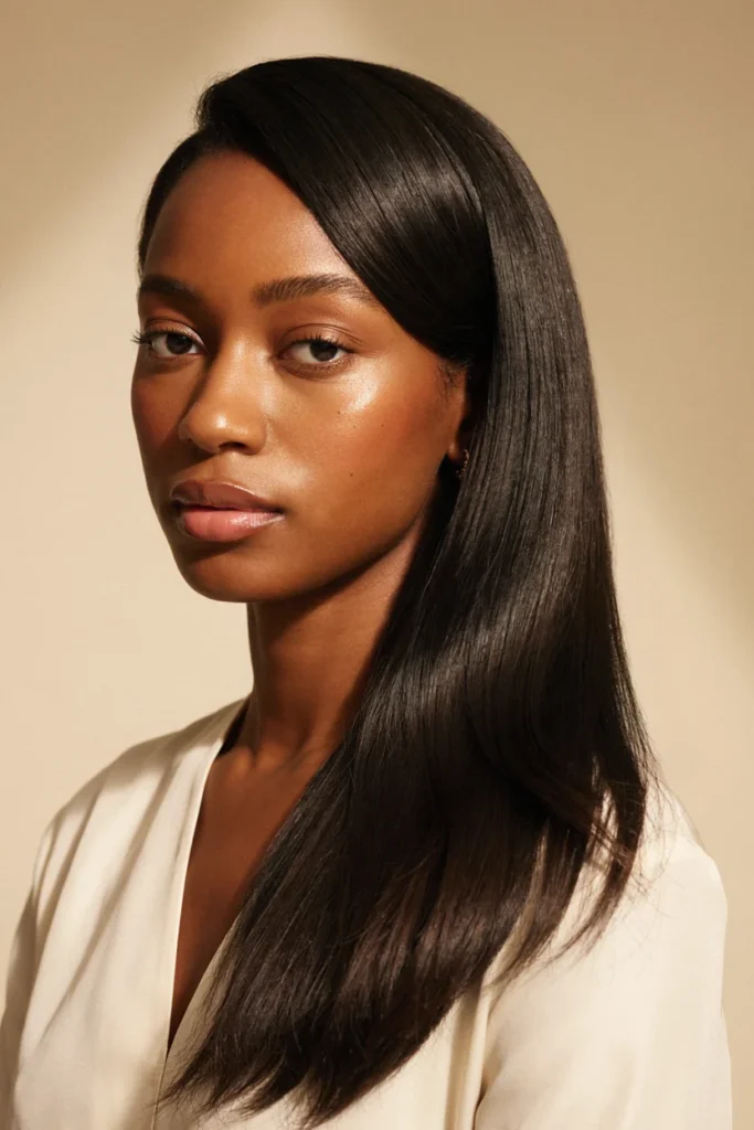 Straight Hair with Deep Side Part