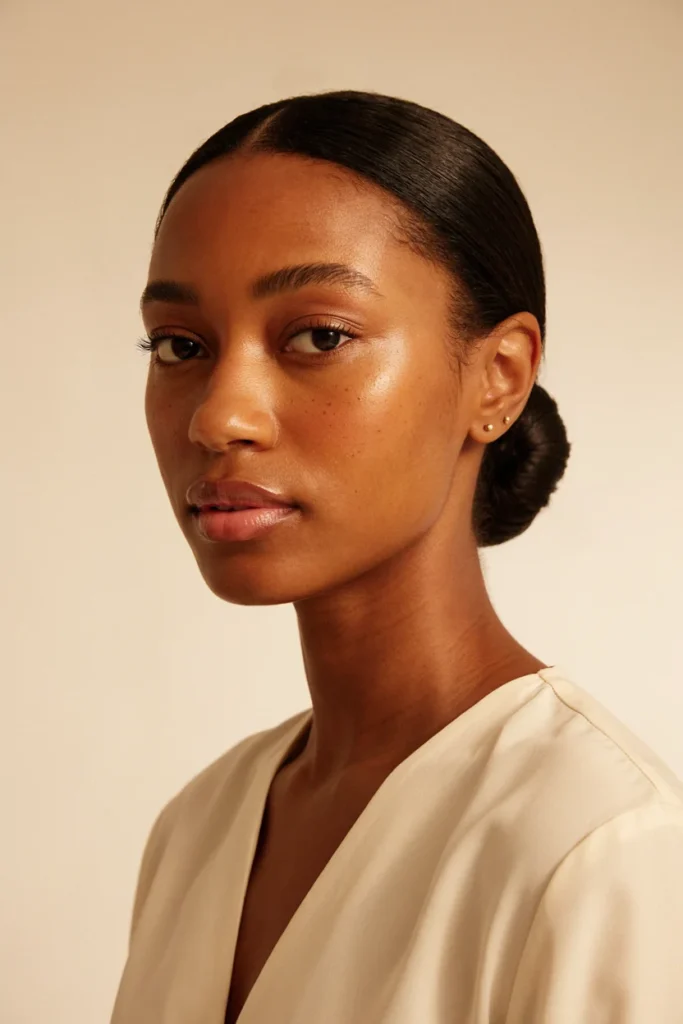 Straight Hair with Low Bun