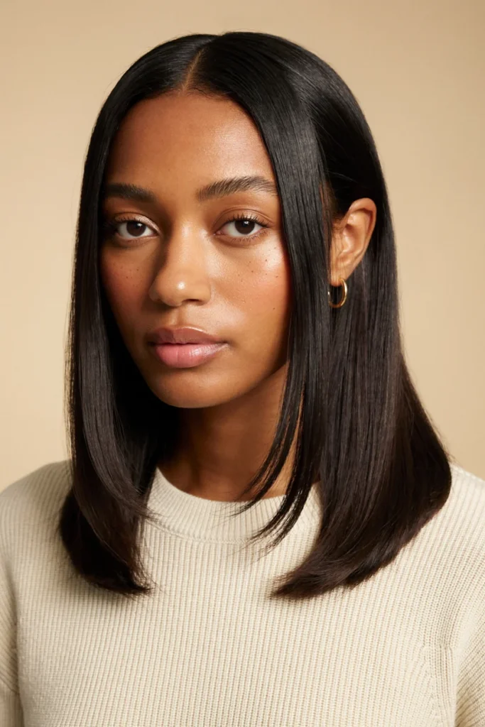 Straight Hair with Soft Layers Around the Face