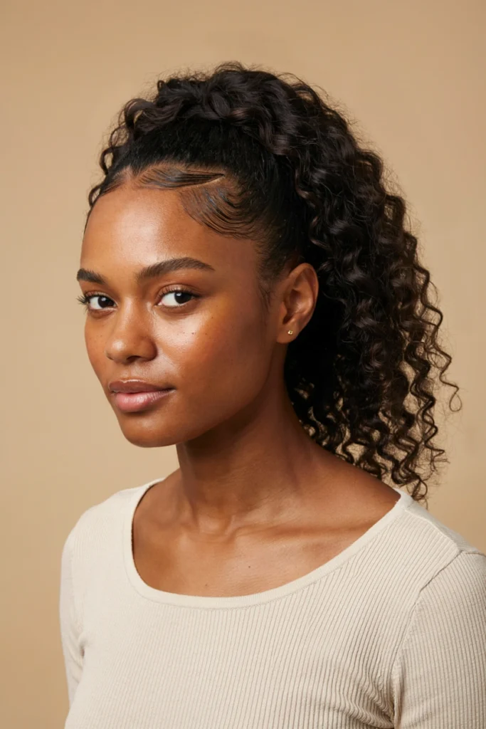 Textured Ponytail with Geometric Side Design