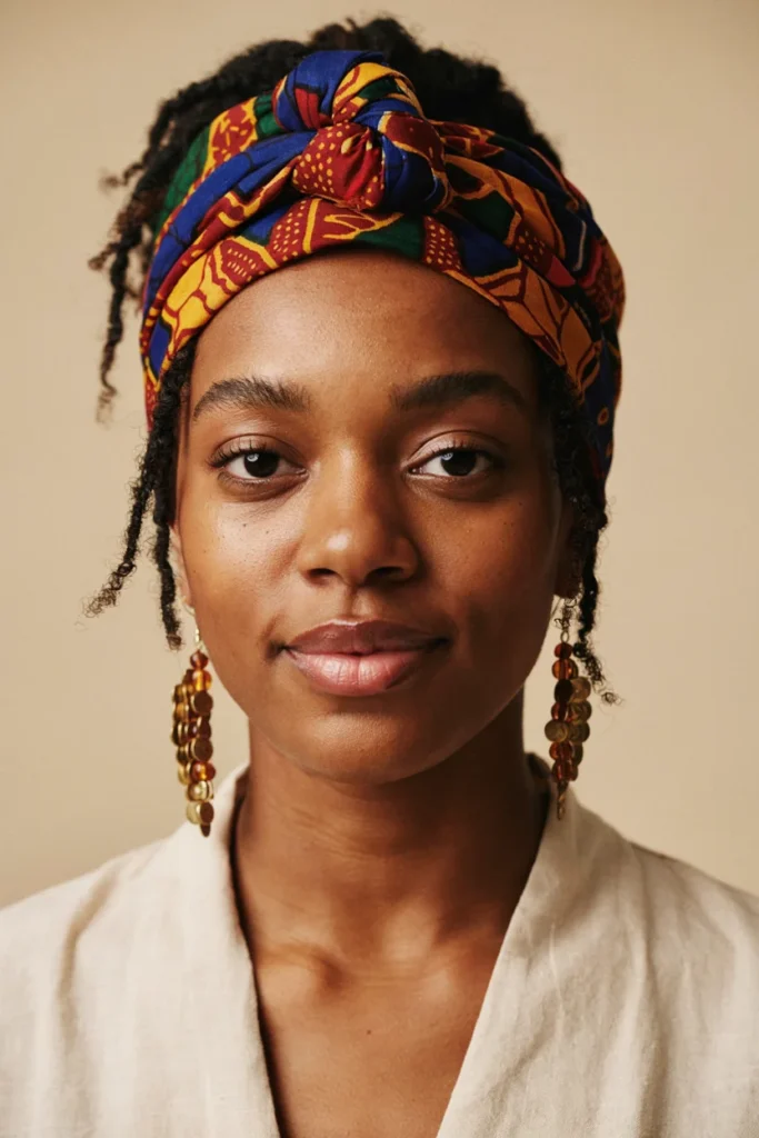 Thin Locs with a Headwrap