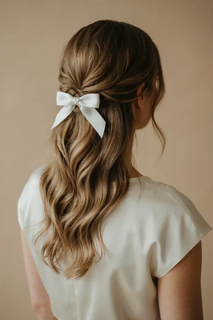 White Bow Hairstyle