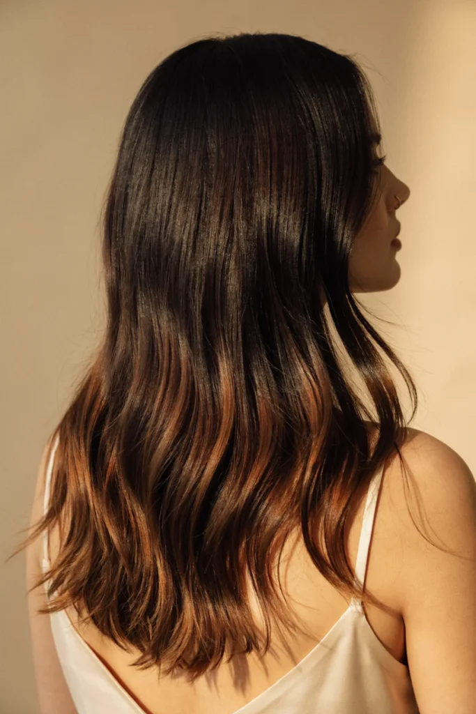 Black Hair With Coppery Brown Highlights