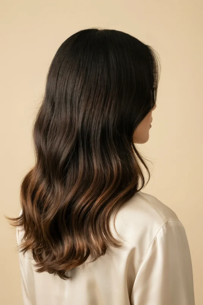 Black Hair With Mocha Brown Highlights