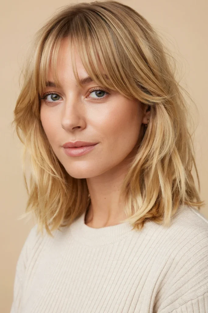 Blonde Bob With Curtain Bangs