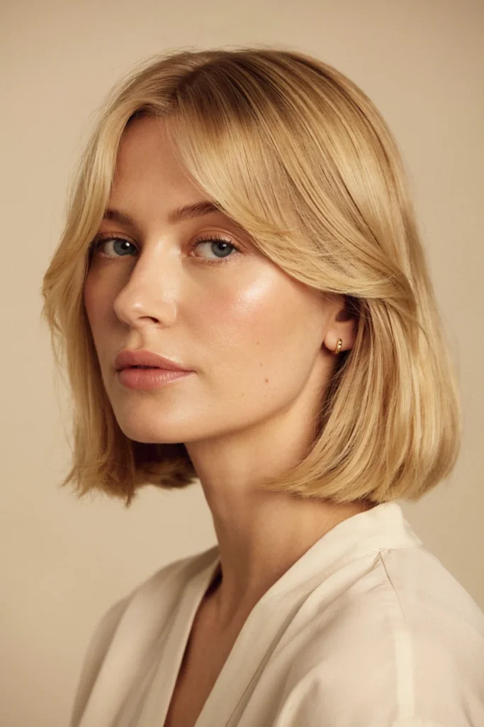 Blonde Bob With Side-Swept Bangs