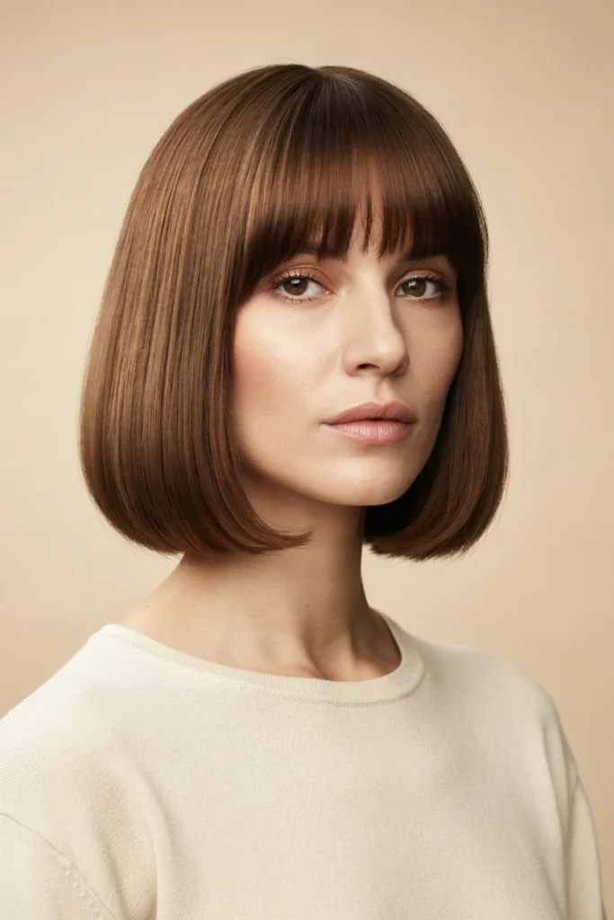 Blunt Bob with Curtain Bangs