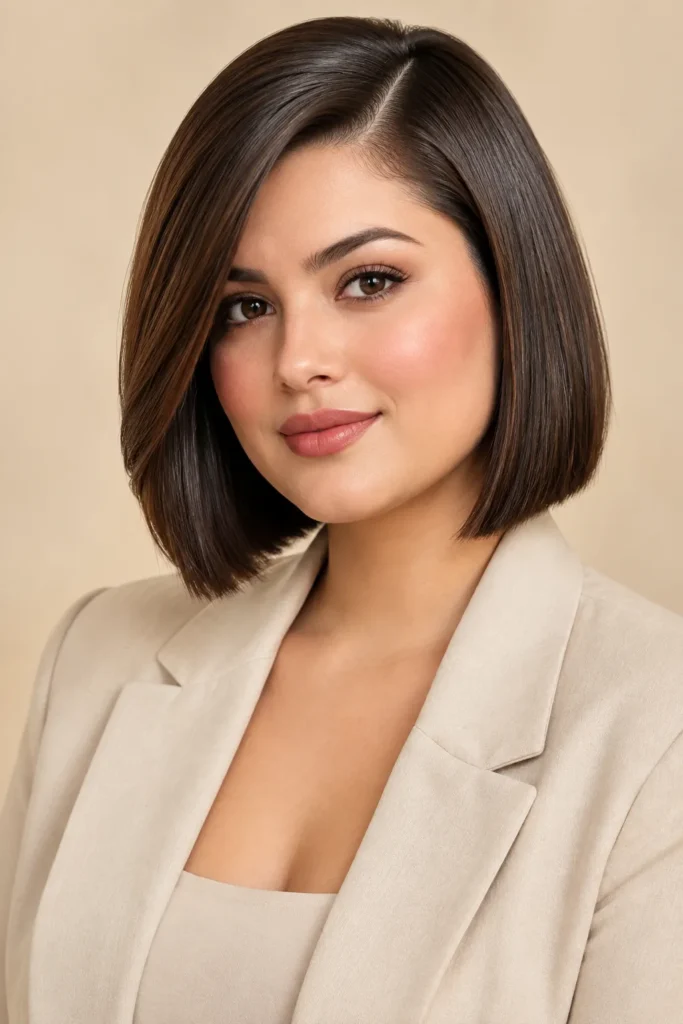 Blunt Bob with a Deep Side Part