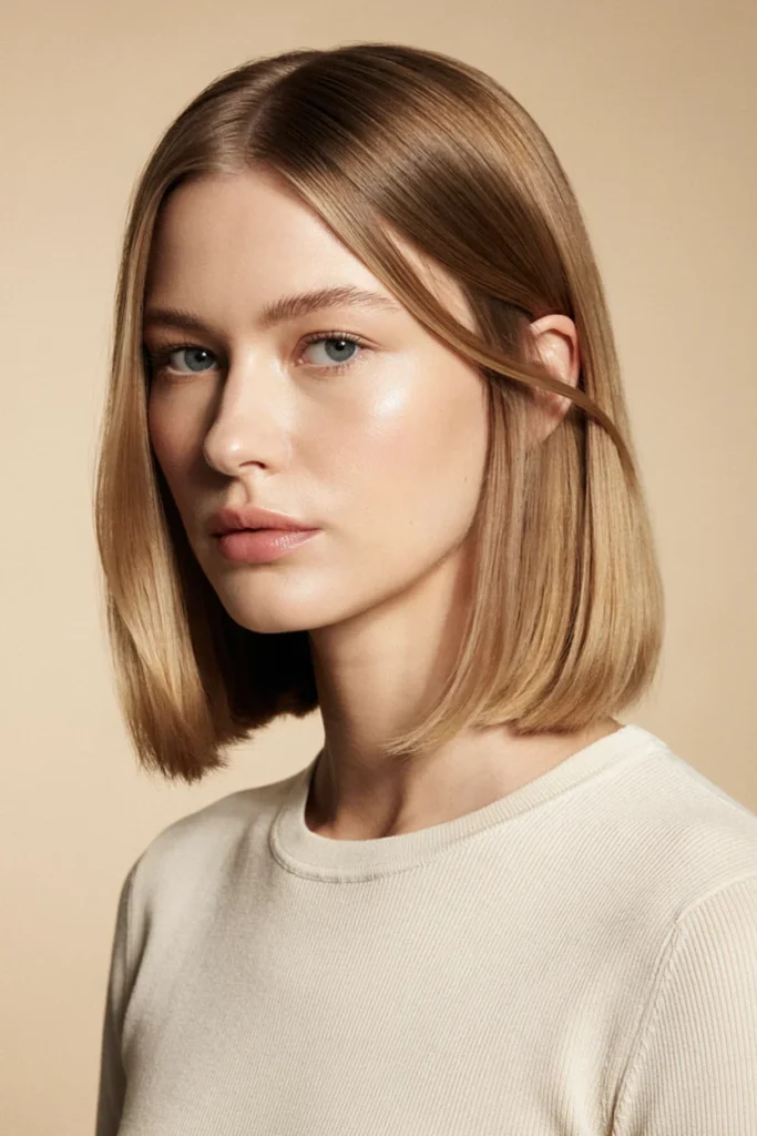Blunt Lob with Side Part