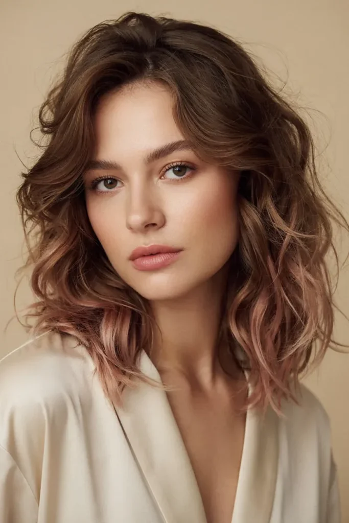 Blush Pink Highlights for a Feminine Look