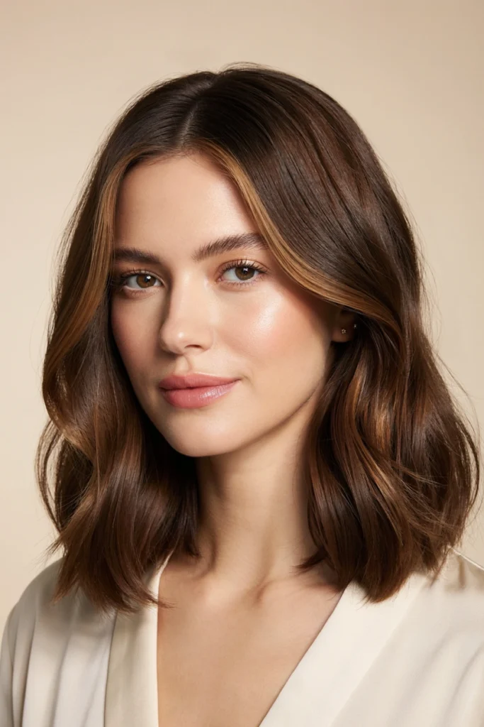 Brown Bob With Money-Piece Highlights