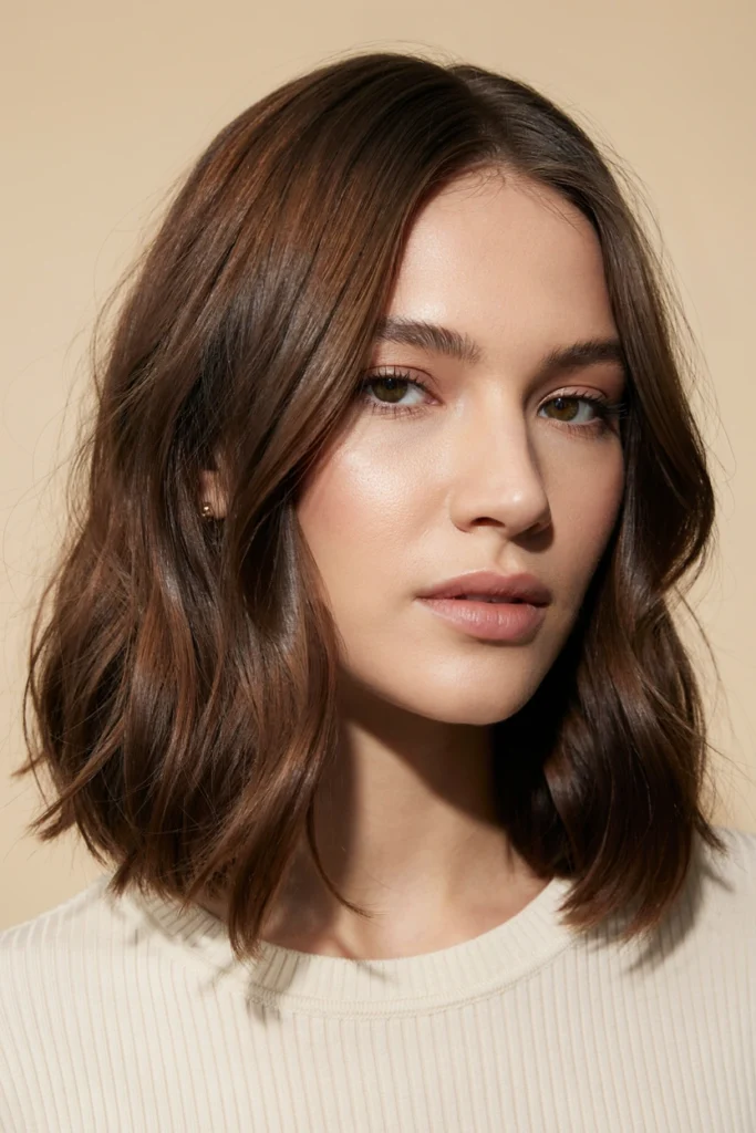Brown Bob With Soft Waves