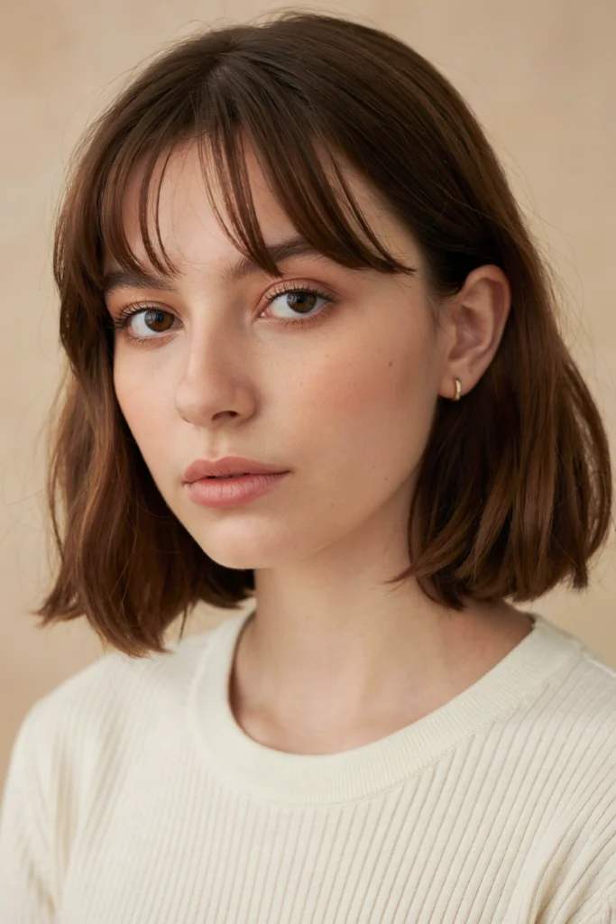 Brown Bob With Wispy Bangs