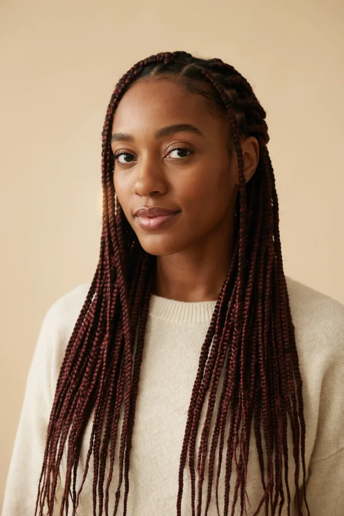 Burgundy Knotless Braids