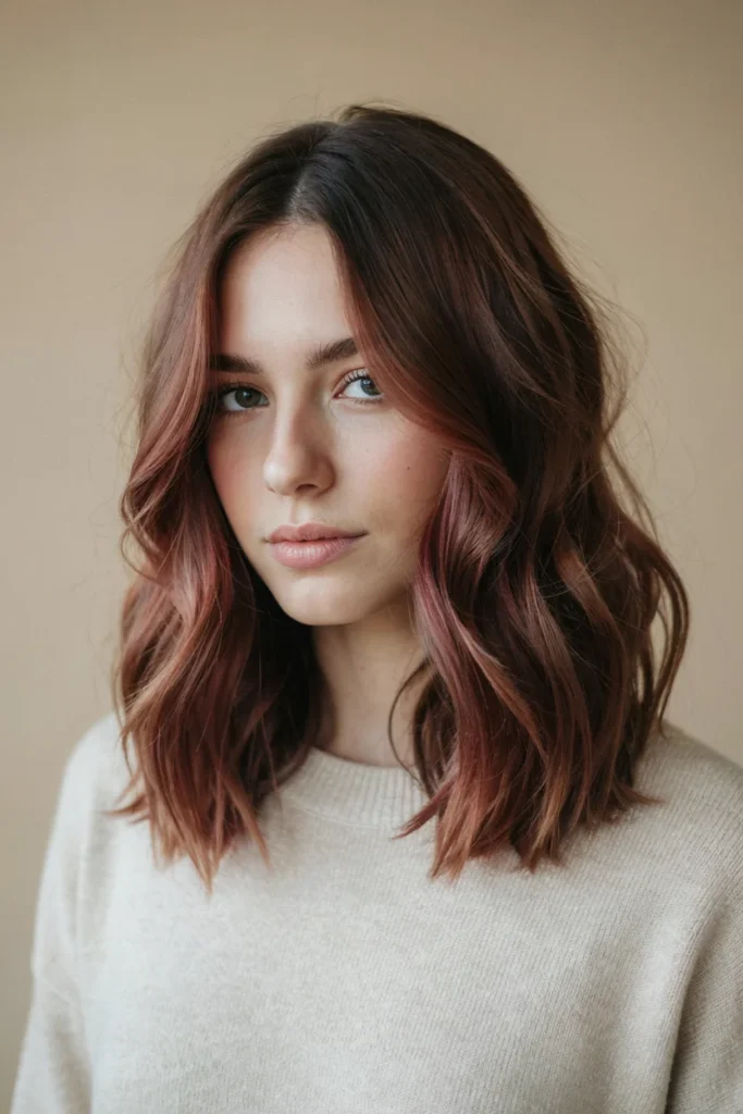 Cherry Cola Balayage on Medium-Length Hair