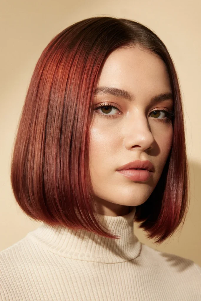Cherry Cola Balayage with Blunt Bob