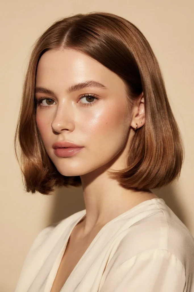 Chin-Length Bob with Flipped Ends