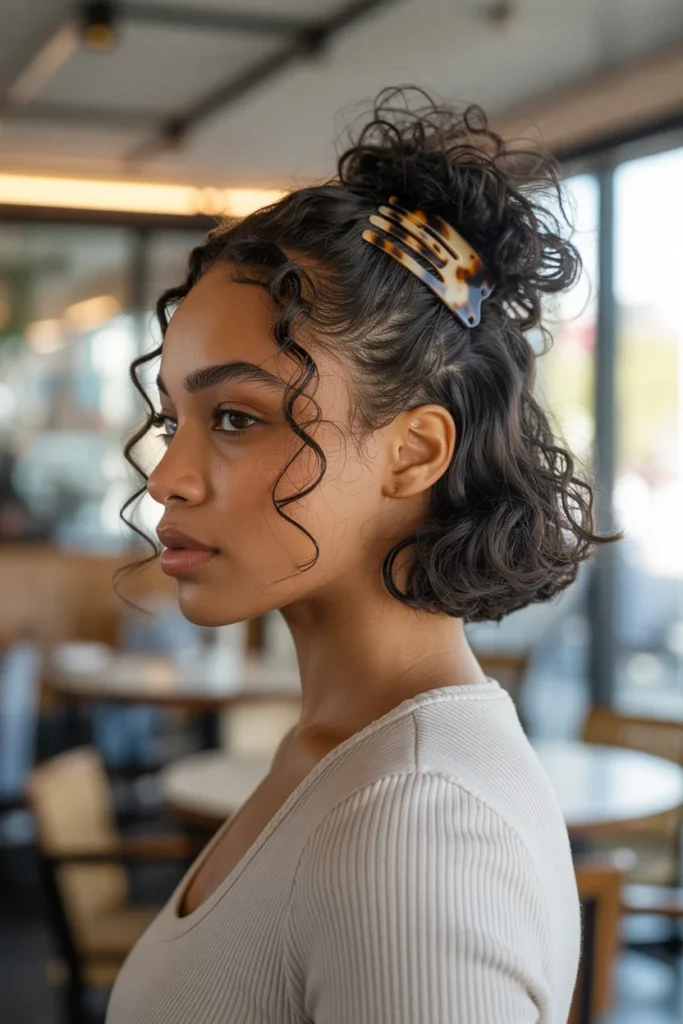 Claw Clip Updo with Loose Tendrils