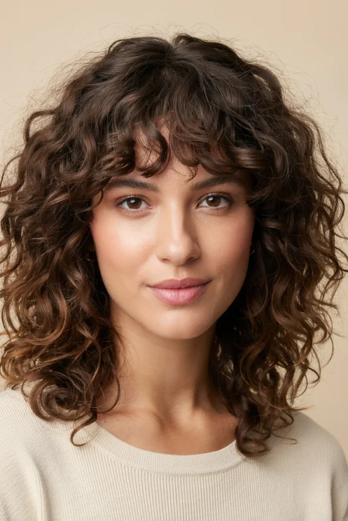 Curly Layers With Curly Bangs