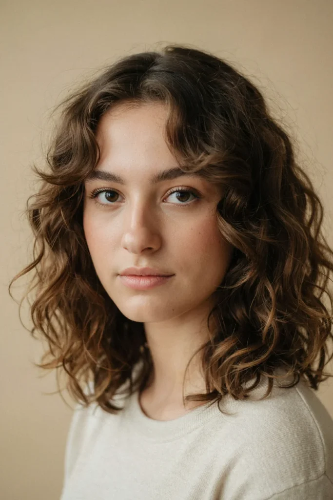Curly Lob With Soft Layers