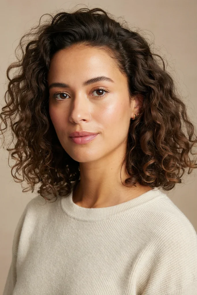 Curly Shoulder-Length Hairstyle