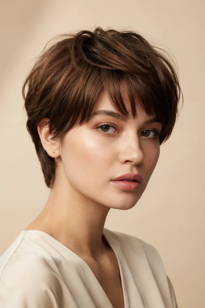 Elegant Pixie Cut with Side Bangs