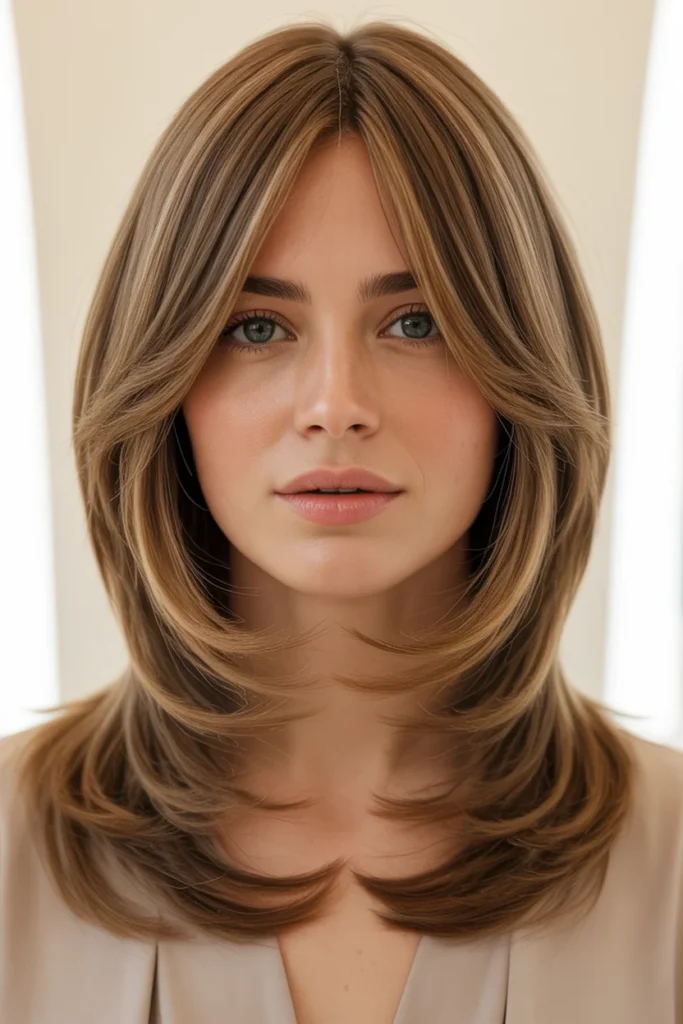 Layered Hair With Arched Bangs