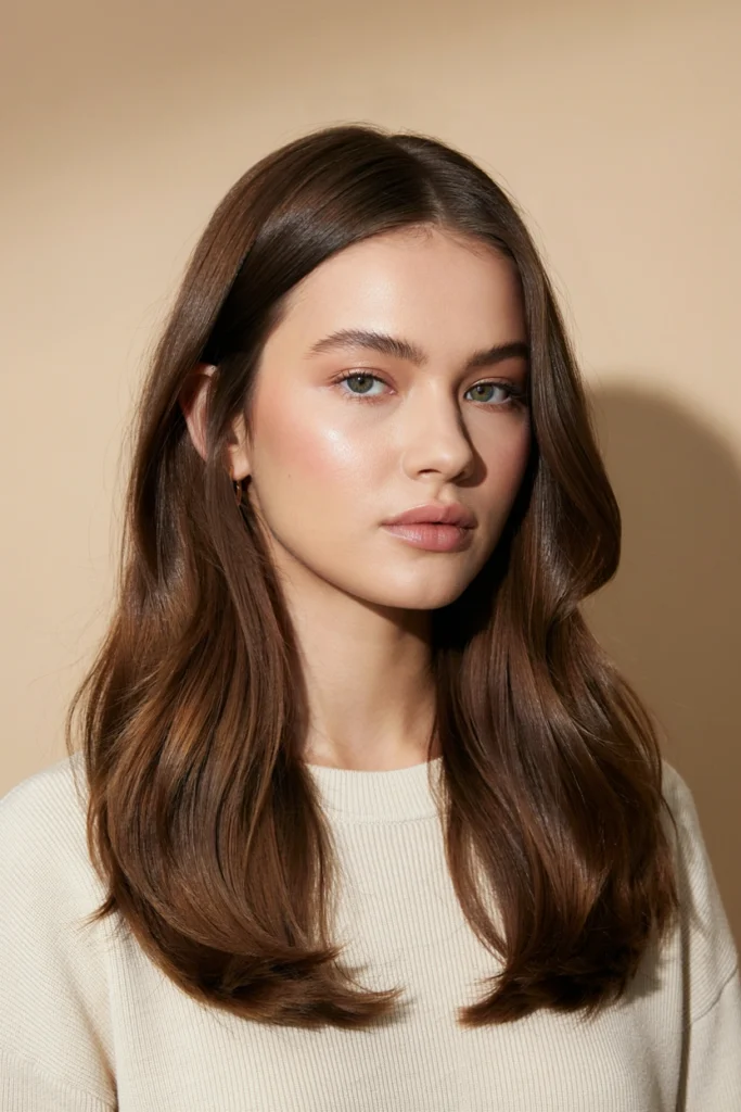 Long Brown Bob With Loose Waves