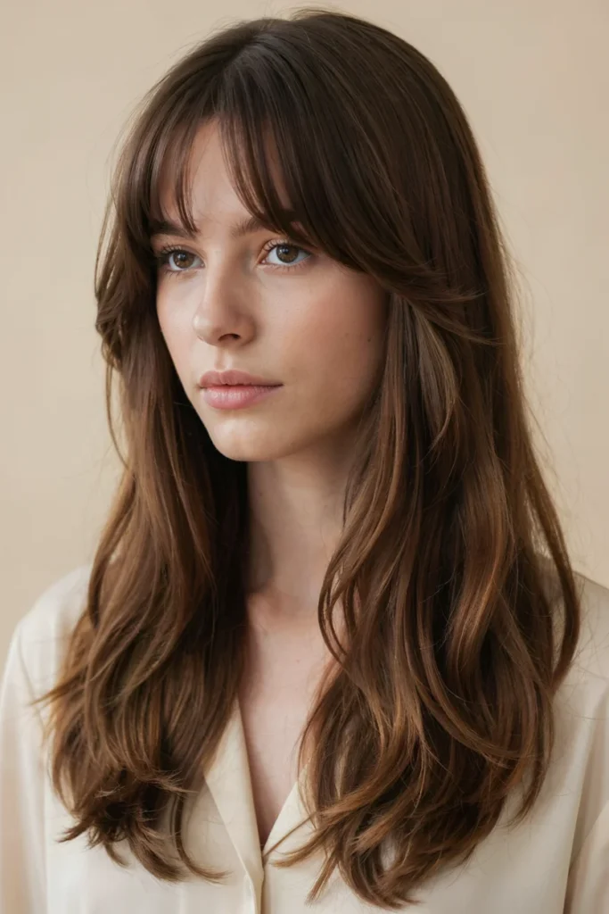 Long Hair with Bottleneck Bangs