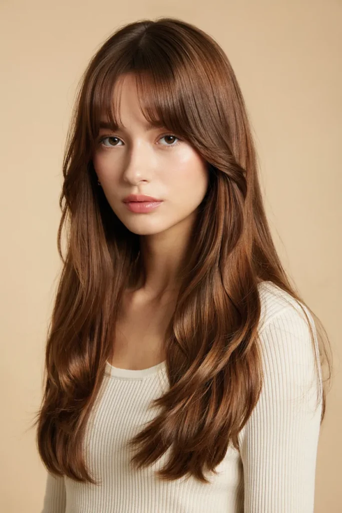 Long Hair With Curtain Bangs