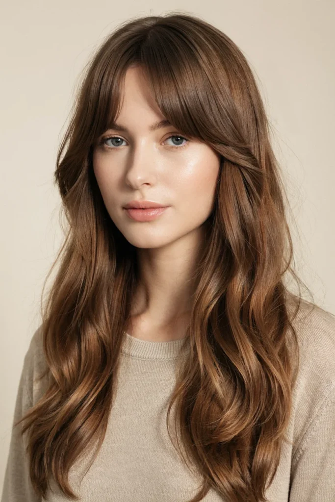Long Hair with Side-Swept Bangs