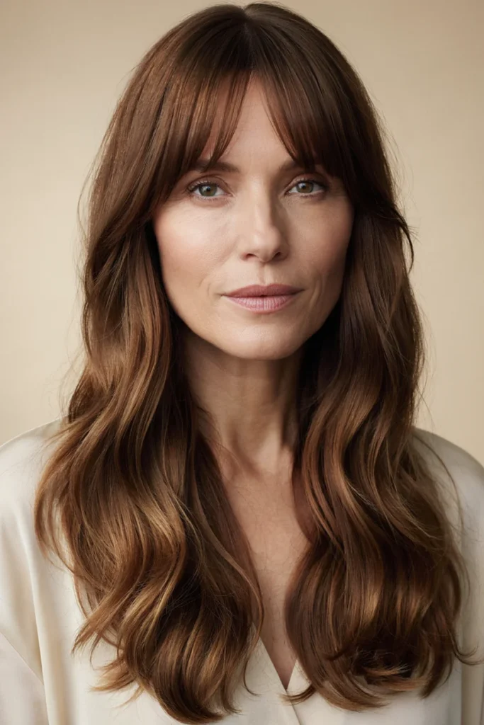 Long Waves with Curtain Bangs
